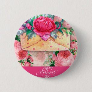 Happy Moederdag Red Roze Paarse Floral Flowers Ronde Button 5,7 Cm