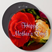 Happy Moederdag Red Yellow Roses Ronde Button 6,0 Cm (Voorkant /achterkant)