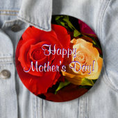 Happy Moederdag Red Yellow Roses Ronde Button 6,0 Cm (In situ)