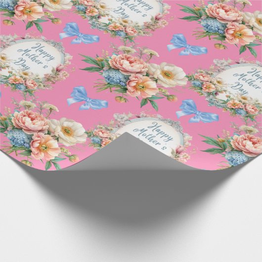 Happy Moederdag Romantisch Roze Cadeaupapier (Hoek)