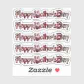 Happy Moederdag Roos Gevulde Uitgesneden Stickers (Vel)