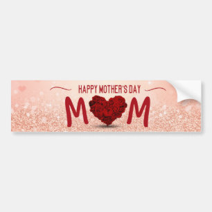 Happy Moederdag Roos Heart Bouquet Bumpersticker