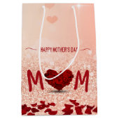 Happy Moederdag Roos Heart Bouquet Medium Cadeauzakje (Voorkant)