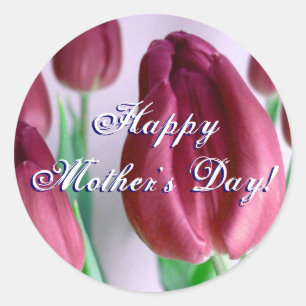 Happy Moederdag Rosey Tulips Ronde Sticker