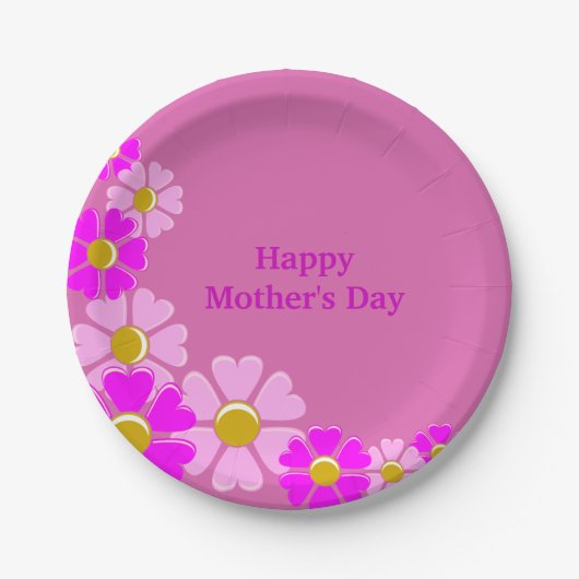 Happy Moederdag  Roze Flowers Paper Bord (Voorkant)