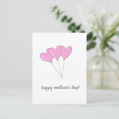 Happy Moederdag Roze Heart Shaped Balloons Briefkaart (Staand voorkant)
