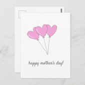 Happy Moederdag Roze Heart Shaped Balloons Briefkaart (Voorkant / Achterkant)