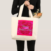 Happy Moederdag Roze Rose Grote Tote Bag (Voorkant (product))