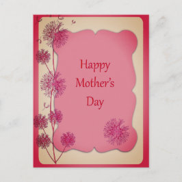 Happy Moederdag roze sierstrim en Dandelion Seeds Briefkaart