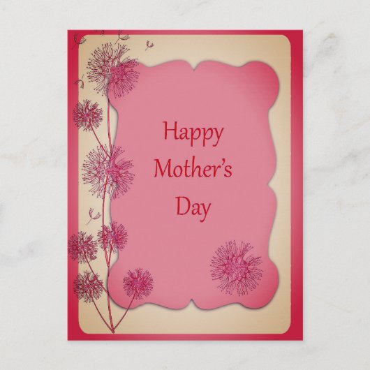 Happy Moederdag roze sierstrim en Dandelion Seeds Briefkaart (Voorkant)
