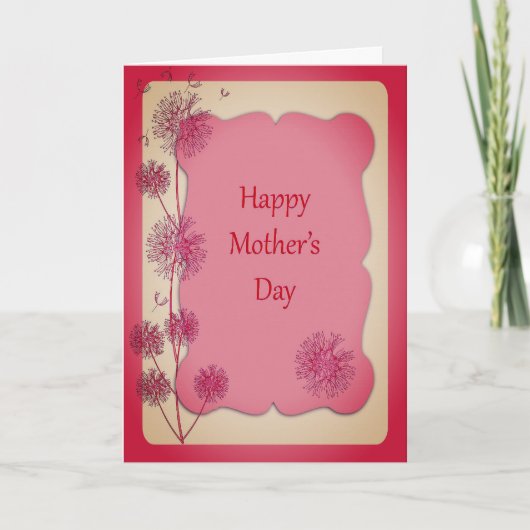 Happy Moederdag roze sierstrim en Dandelion Seeds Kaart (Voorkant)