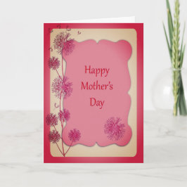 Happy Moederdag roze sierstrim en Dandelion Seeds Kaart