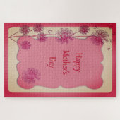 Happy Moederdag roze sierstrim en Dandelion Seeds Legpuzzel (Horizontaal)