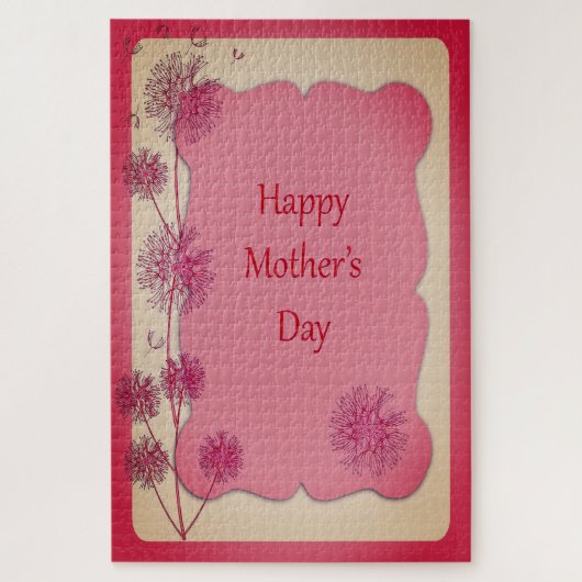 Happy Moederdag roze sierstrim en Dandelion Seeds Legpuzzel (Verticaal)