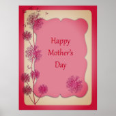 Happy Moederdag roze sierstrim en Dandelion Seeds Poster (Voorkant)