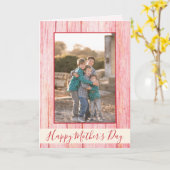 Happy Moederdag Rustic Red Wood foto Kaart (Gele Bloem)