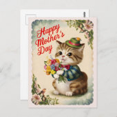 Happy Moederdag Schattige Cat Briefkaart (Voorkant / Achterkant)