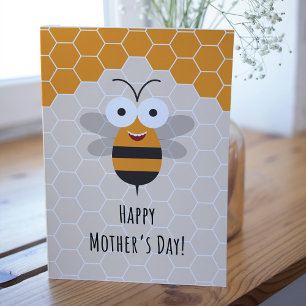 Happy Moederdag Schattige Honey Bee Honeycomb Bedankkaart