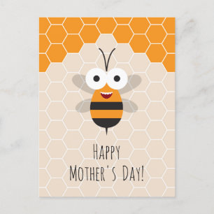 Happy Moederdag Schattige Honey Bee Honeycomb Briefkaart