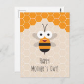 Happy Moederdag Schattige Honey Bee Honeycomb Briefkaart (Voorkant / Achterkant)
