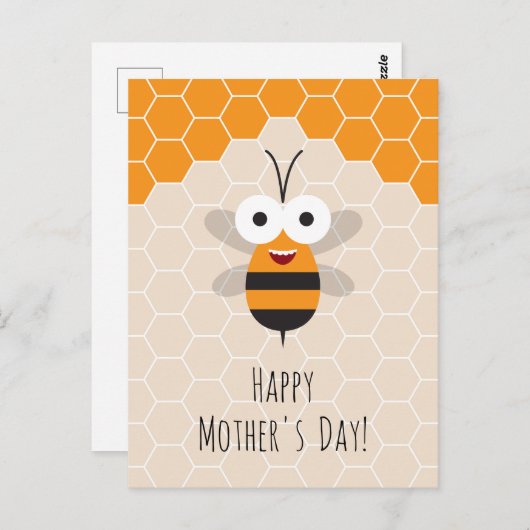 Happy Moederdag Schattige Honey Bee Honeycomb Briefkaart (Voorkant / Achterkant)