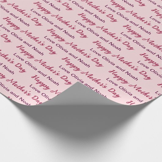 Happy Moederdag Script Bleek Roze Naam van Giver Cadeaupapier (Hoek)