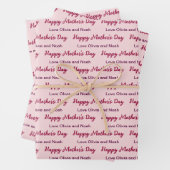 Happy Moederdag Script Bleek Roze Naam van Giver Inpakpapier Vel (In situ)