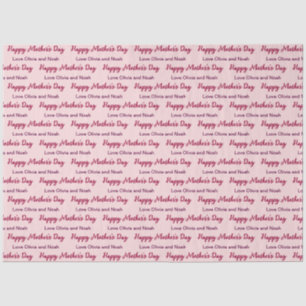 Happy Moederdag Script Bleek Roze Naam van Giver Tissuepapier