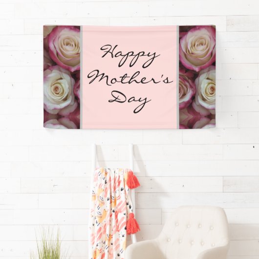 Happy Moederdag Script Blush Pink Floral Spandoek (Insitu)