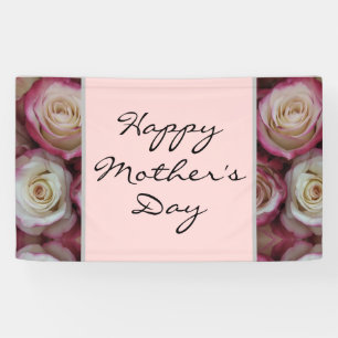 Happy Moederdag Script Blush Pink Floral Spandoek
