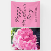 Happy Moederdag Script roze Floral We houden van j Spandoek (Verticaal)