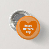Happy Moederdag Simple Cute Oranje Heart Ronde Button 3,2 Cm (Voorkant /achterkant)