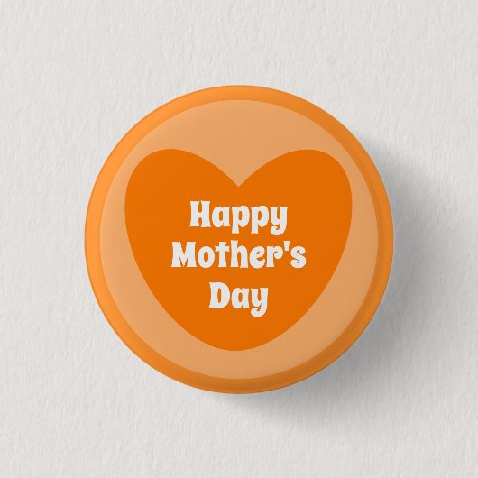 Happy Moederdag Simple Cute Oranje Heart Ronde Button 3,2 Cm (Voorkant)