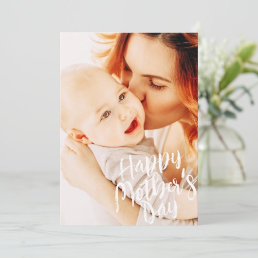 Happy Moederdag Simple Modern Custom Photo Feestdagenkaart (Staand voorkant)