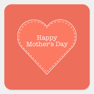 Happy Moederdag Sinaasappel Heart Square Sticker