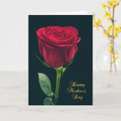 Happy Moederdag Single Red Rose Kaart (Gele Bloem)