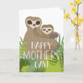 Happy Moederdag Sloth Mama en Baby Kaart (Gele Bloem)