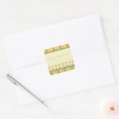 Happy Moederdag Spring Flowers en Stripes Vierkante Sticker (Envelop)