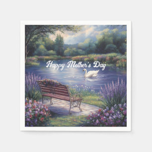 Happy Moederdag Swan Bench Lake Servet