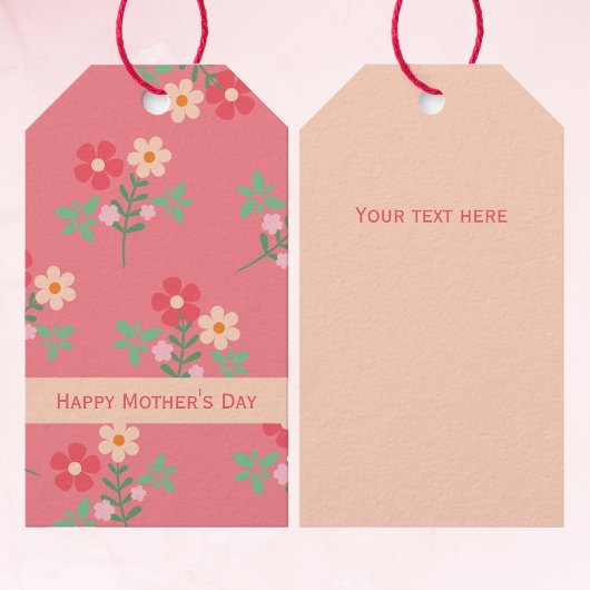 Happy Moederdag Sweet Pink Daisy Bouquet Retro Cadeaulabel