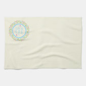 Happy Moederdag Tekst en kleurrijke Floral Wreate Theedoek (Horizontaal)