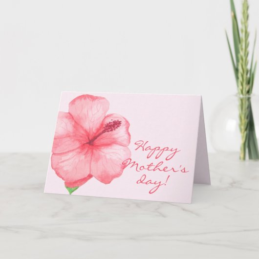 Happy Moederdag | Tropische Hibiscus-ventilator Kaart (Voorkant)