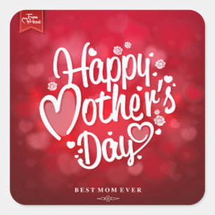 Happy Moederdag Typography-23534 Vierkante Sticker
