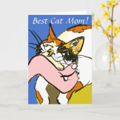 Happy Moederdag van Cat Pet Son Daughter Kaart (Gele Bloem)