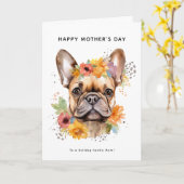 Happy Moederdag van de hond | Franse Bulldog Kaart (Gele Bloem)