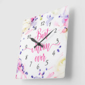 Happy Moederdag Vierkante Klok (Hoek)