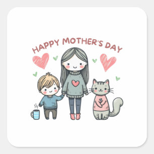 Happy Moederdag Vierkante Sticker