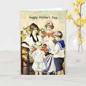 Happy Moederdag, vintage illustratie Kaart (Gele Bloem)