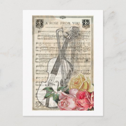  Happy Moederdag Violin Music met Rozen Briefkaart (Voorkant)