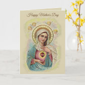 HAPPY MOEDERDAG VIRGIN MARY RELIGIOUS KAART (Gele Bloem)